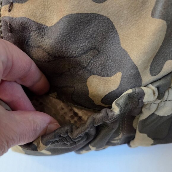 B Makowsky Purse Caroline Green Tan Camo Leather Satchel Shoulder Bag - Picture 8 of 16